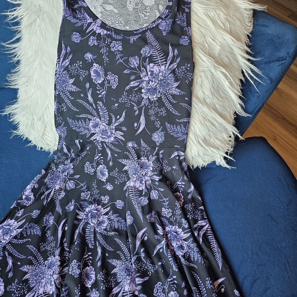 LuLaRoe Black & Purple Floral Nicki Dress